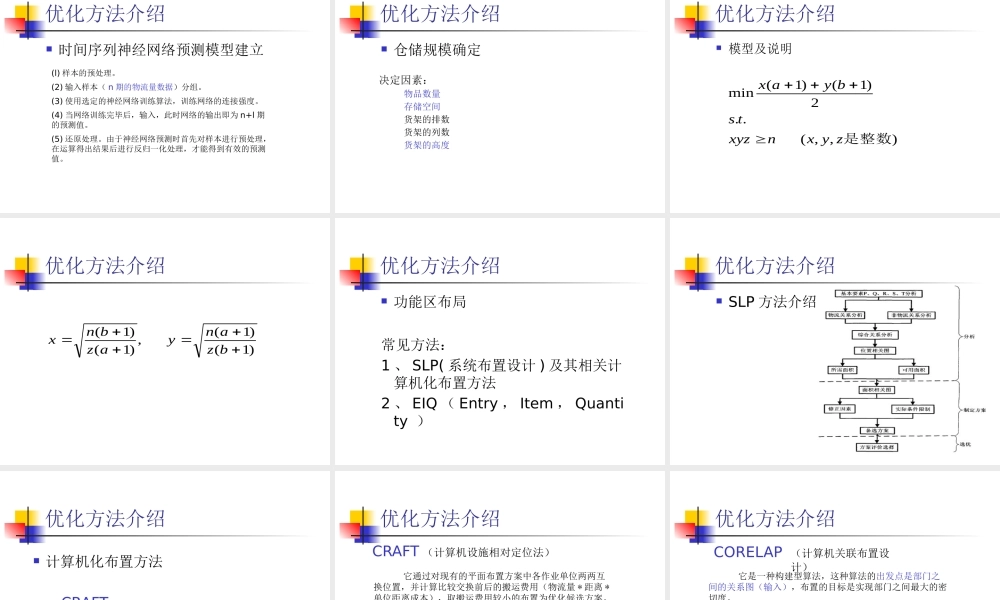 一汽国际物流仓储规划模型与算法
