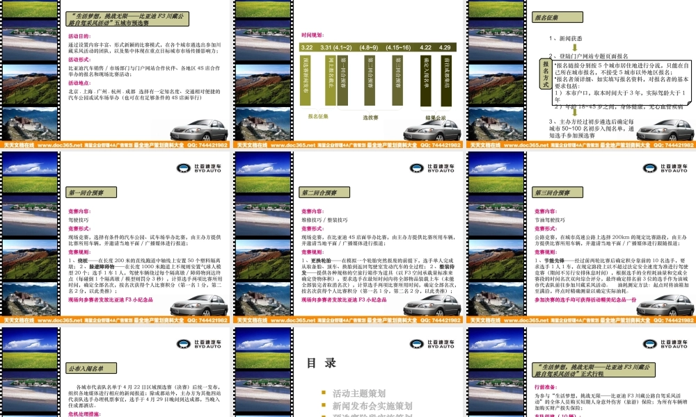 XXXX某汽车F3川藏公路自驾采风活动策划方案58p