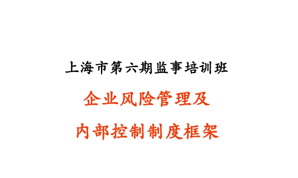 XXXX某咨询企业风险管理及内部控制制度框架,上海监事