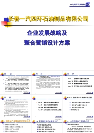 一汽四环石油制品有限公司企业发展战略及整合营销设