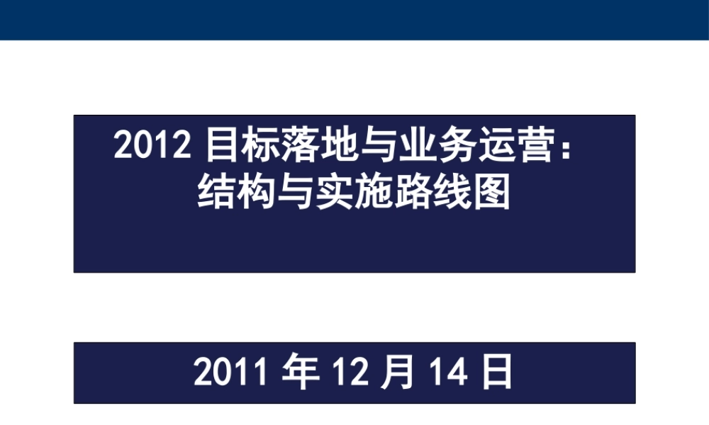 XXXX目标落地与业务运营结构与实施路线图(CEO)