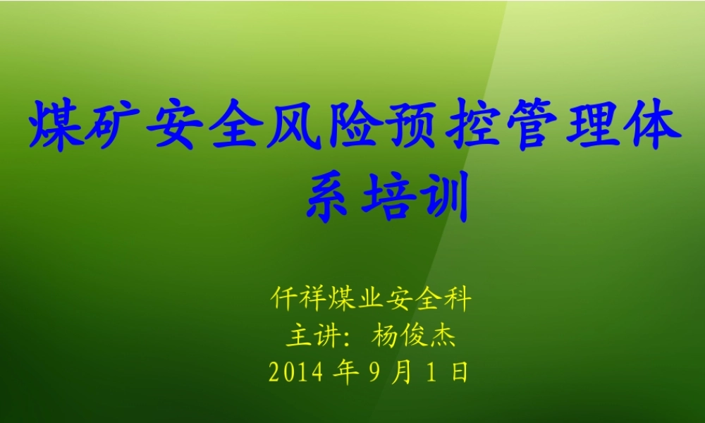 《煤矿安全风险预控管理体系》课件