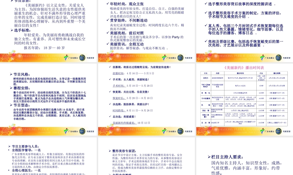 《美丽新约》策划方案3月8日最后定稿