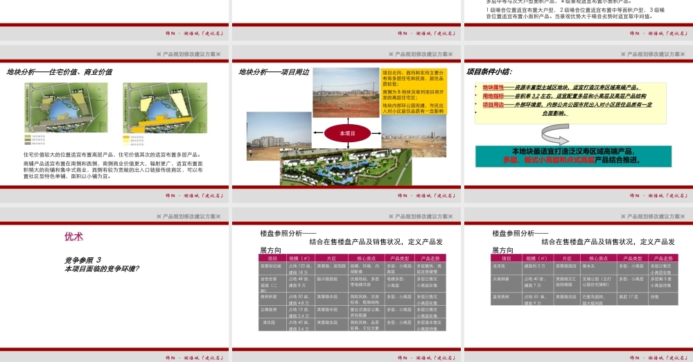 XXXX年常德汉寿锦阳·湖语城产品定位规划修改方案