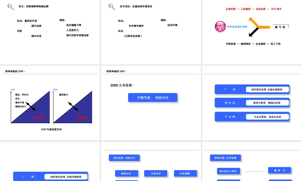 《某品牌汽车公司XXXX年度特约店经营报告》(92