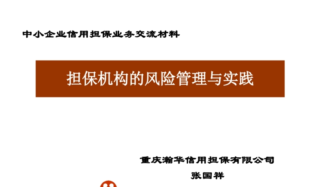XXXX年担保机构的风险管理及实践讲义(ppt 35) 