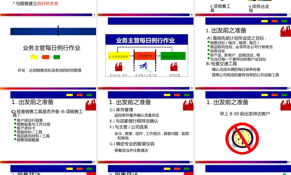 一天行程安排及拜访流程(业务主管）