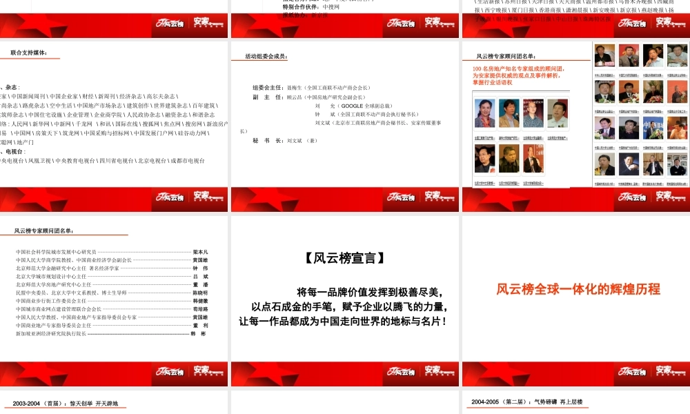 XXXX年第七届地产年度风云榜招商方案