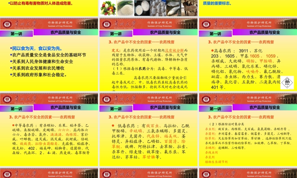《农产品质量安全》系列讲座(第讲-农产品质量与安全)