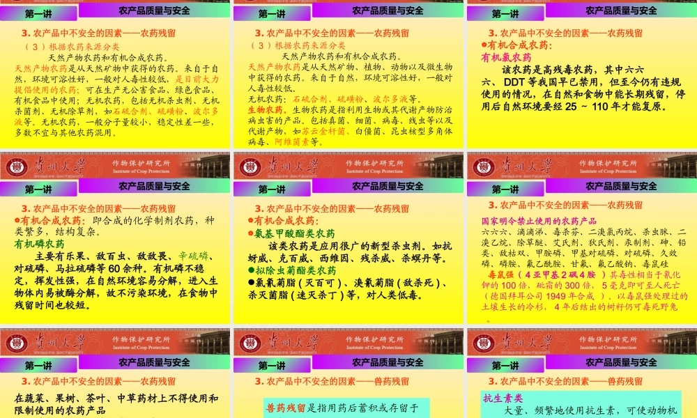 《农产品质量安全》系列讲座(第讲-农产品质量与安全)