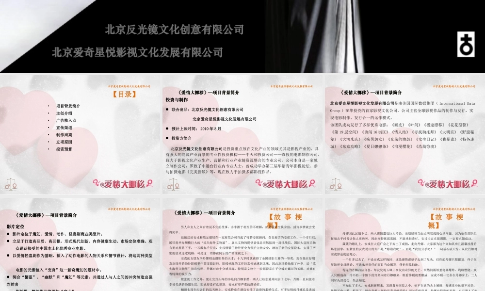 XXXX年电影《爱情大挪移》项目提案