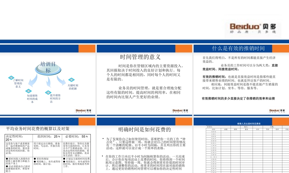 一线出差业务员时间管理