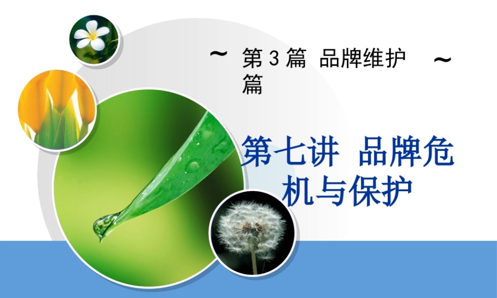 《品牌管理》第八讲品牌危机处理