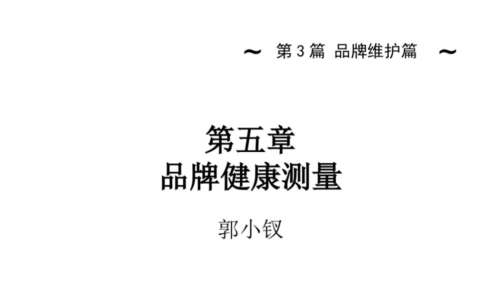 《品牌管理》第五讲品牌健康测量