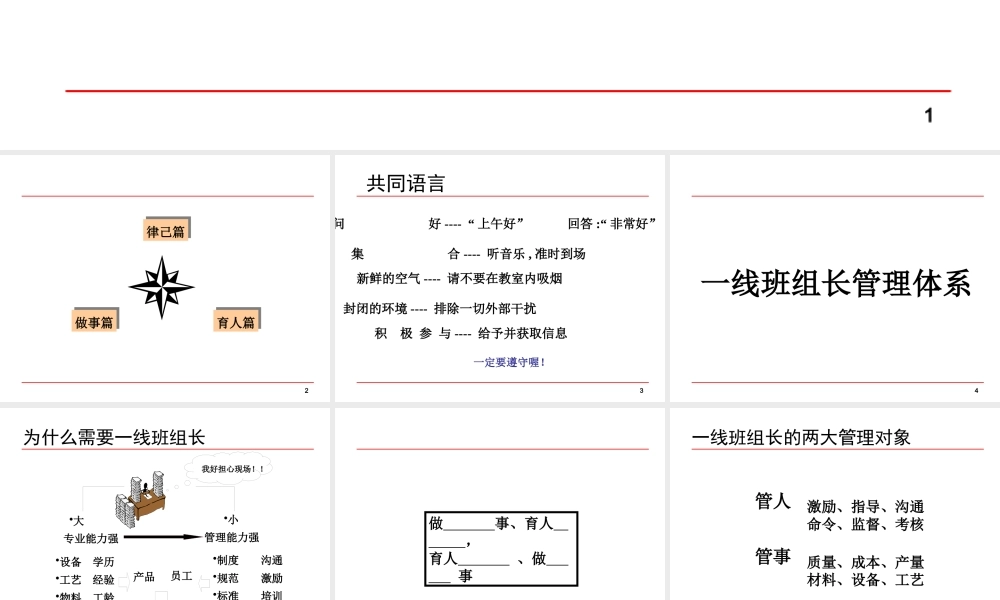 一线主管管理技能提升