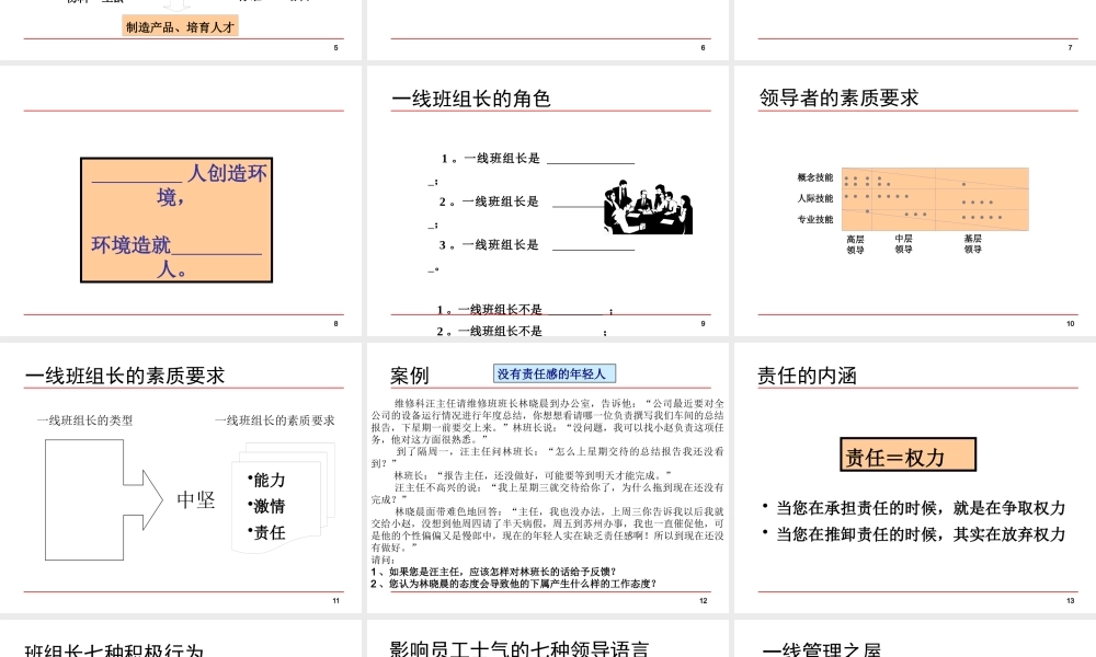 一线主管管理技能提升