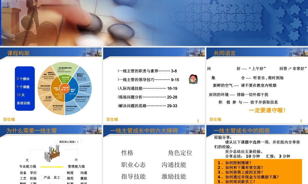 一线主管管理技能提升课件