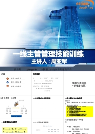 一线主管管理技能训练课件
