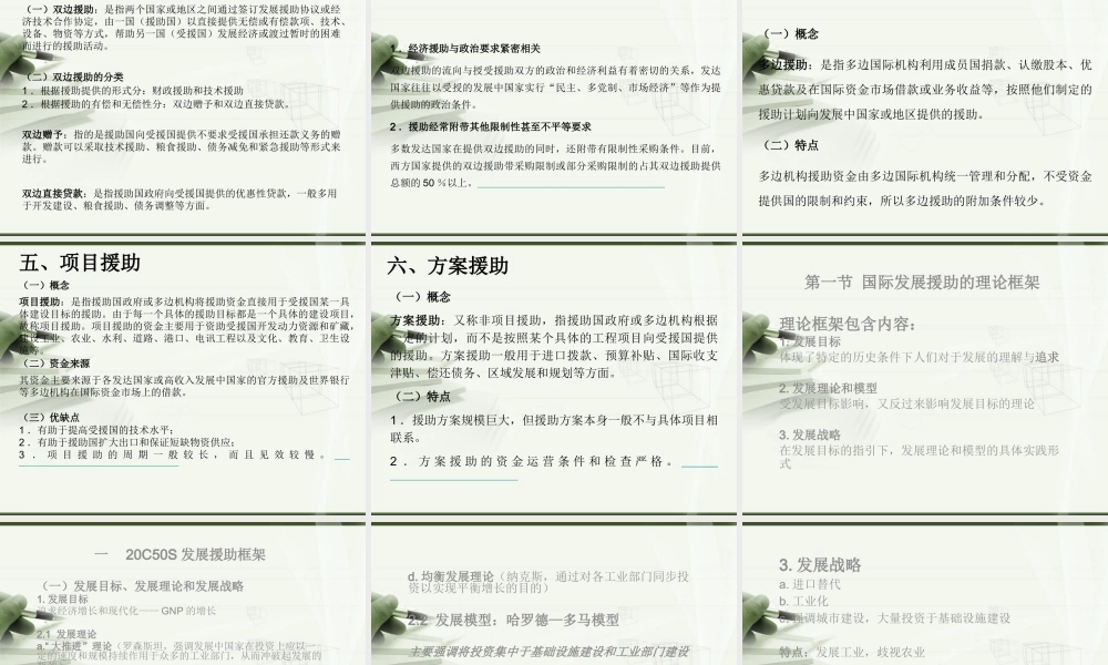 《普通发展学》第六章国际发展援助