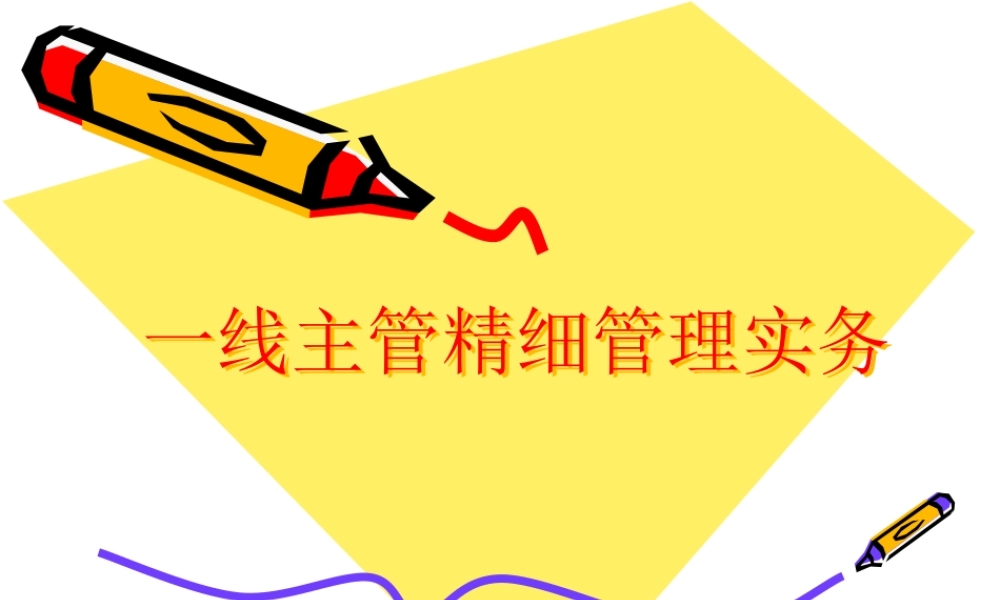 一线主管精细管理实务