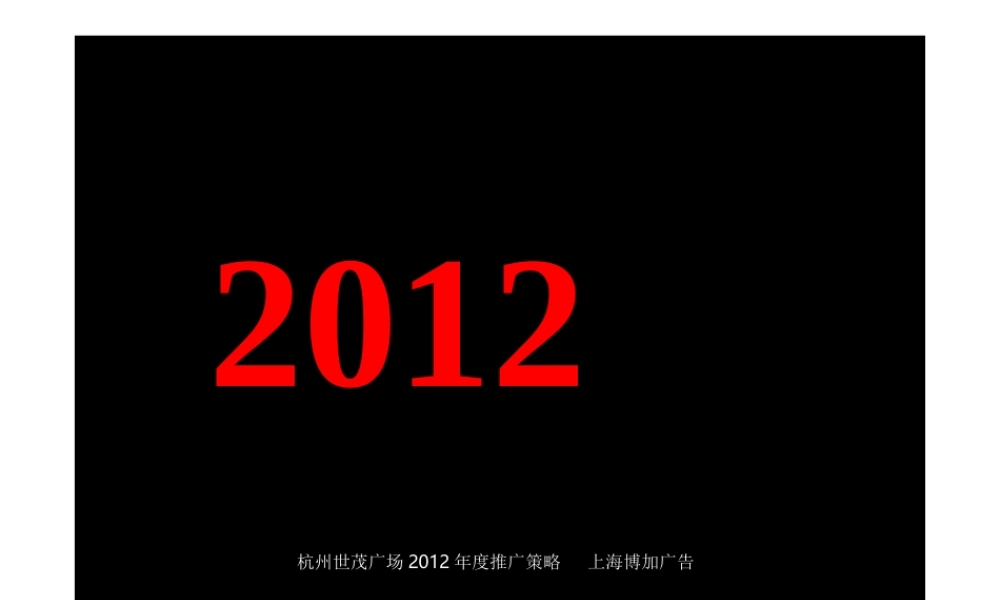 XXXX年度杭州世茂广场推广策略