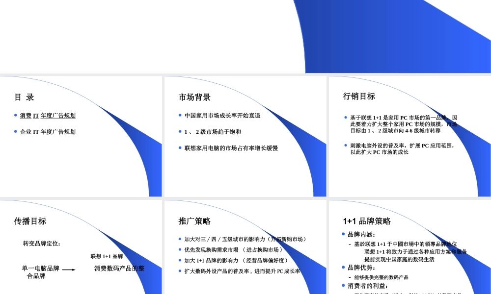XXXX年度联想广告推广规划