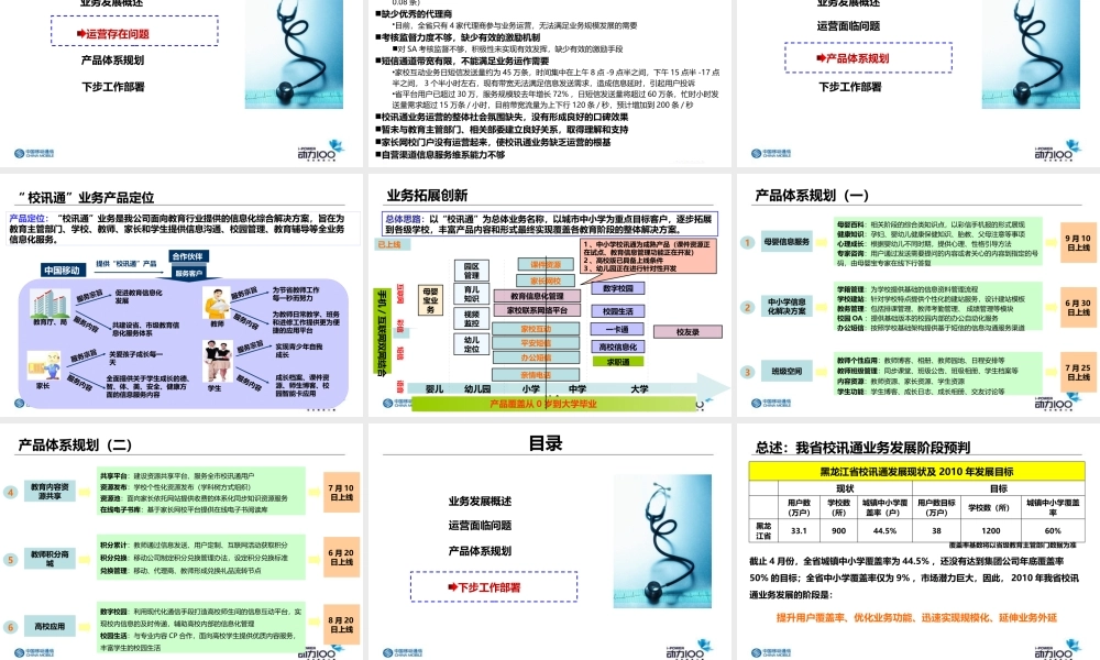XXXX年度某某通信企业校讯通运营业务发展规划及整体工
