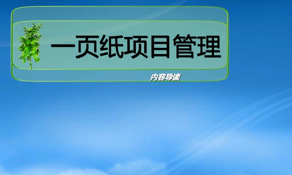 一页纸项目管理
