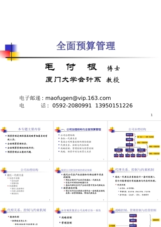 《企业集团全面预算管理》讲课提纲