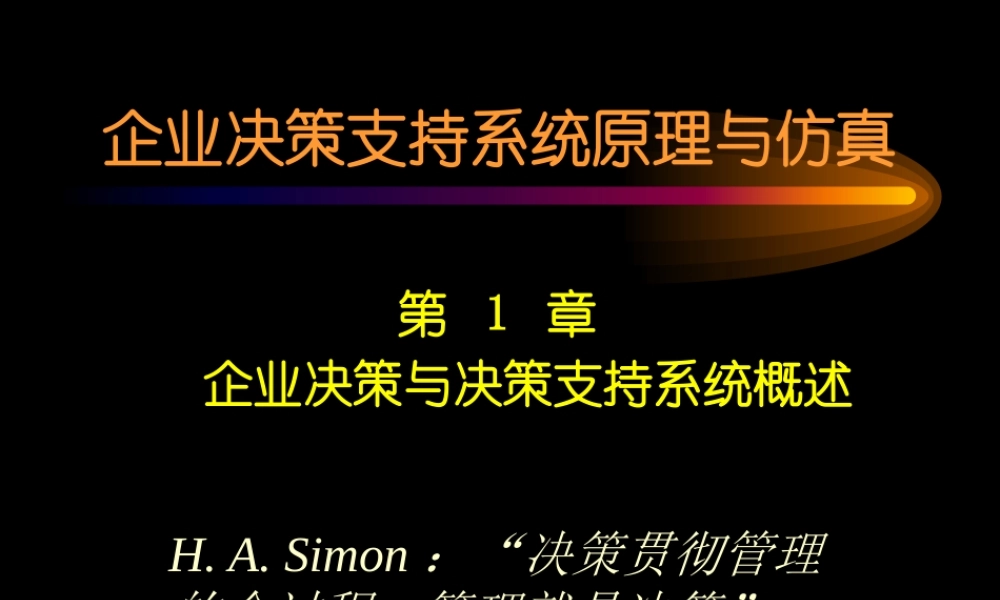 《企业决策支持系统原理与仿真》第1章