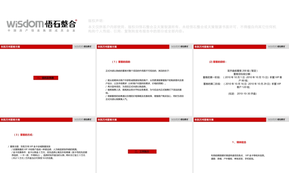 XXXX年鄂尔多斯东凯万鸿项目蓄客方案