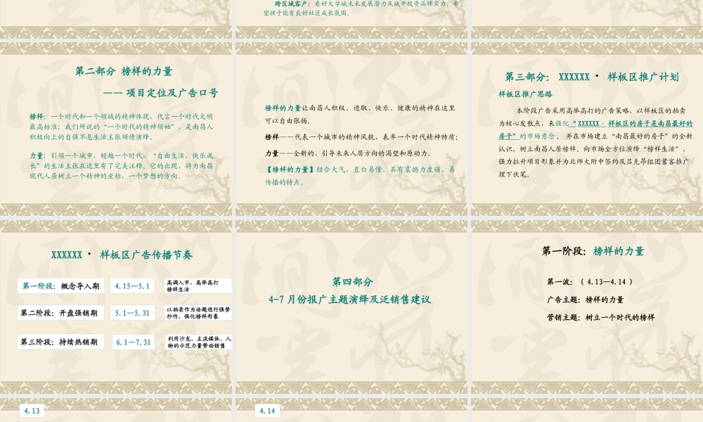 XXXX年房产样板区广告推广策略方案