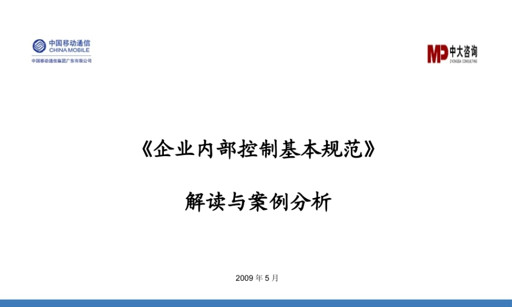 《企业内部控制基本规范》解读与案例分析