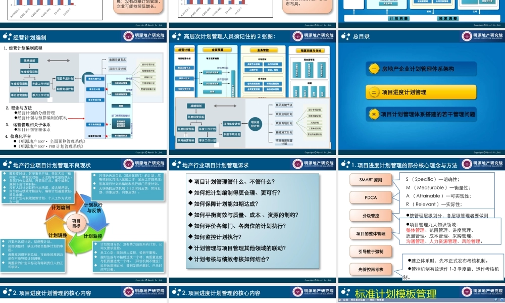 XXXX年房地产企业计划管理分享与交流