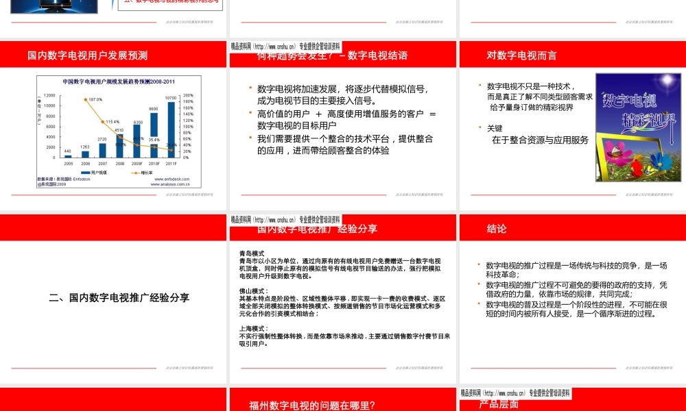 XXXX年福州市数字电视优势整合传播策略-内容提要第一部分：数字电视优势传播思考(ppt 71) 