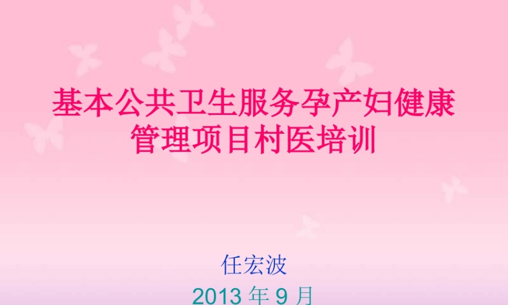 XXXX年妇保项目村医培训修改版