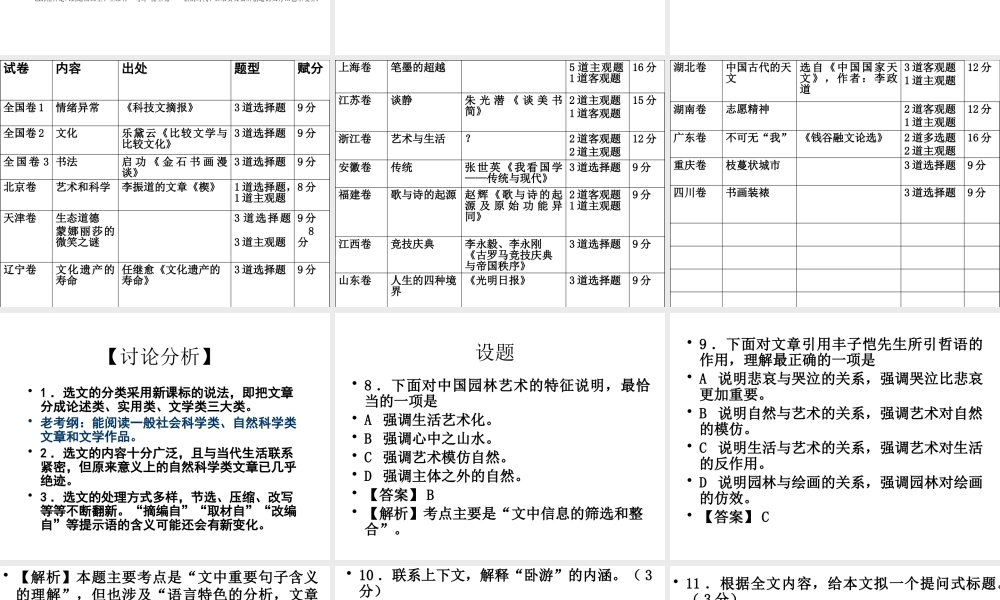XXXX年高考阅读题分析及应对策略