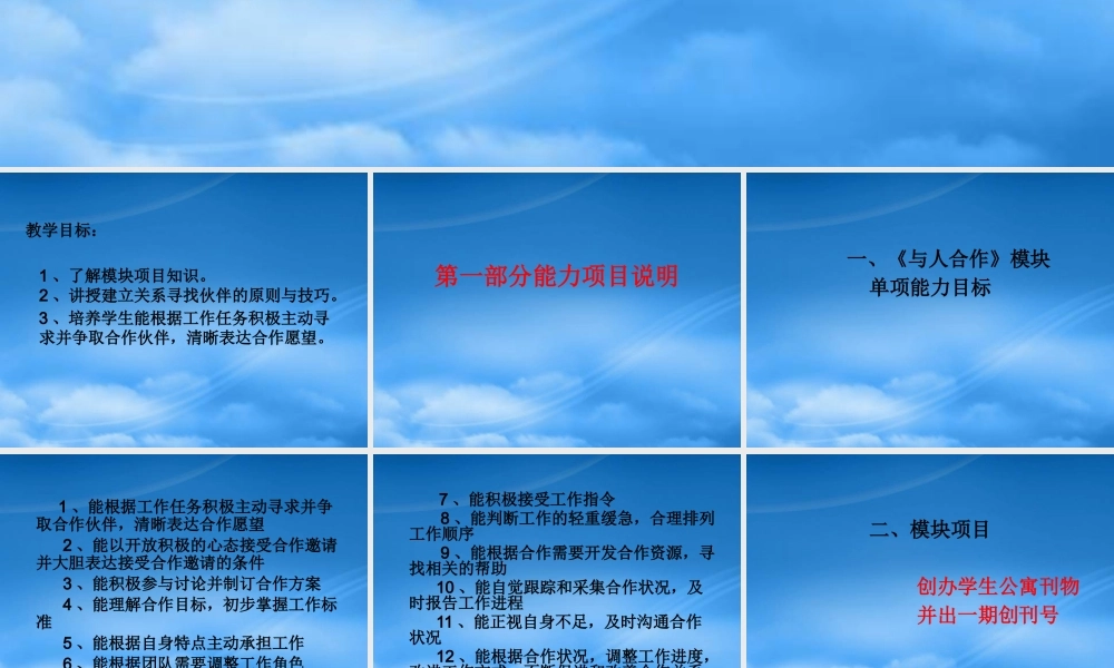 与人合作第二讲 项目说明 建立合作资源 挖掘合作资源