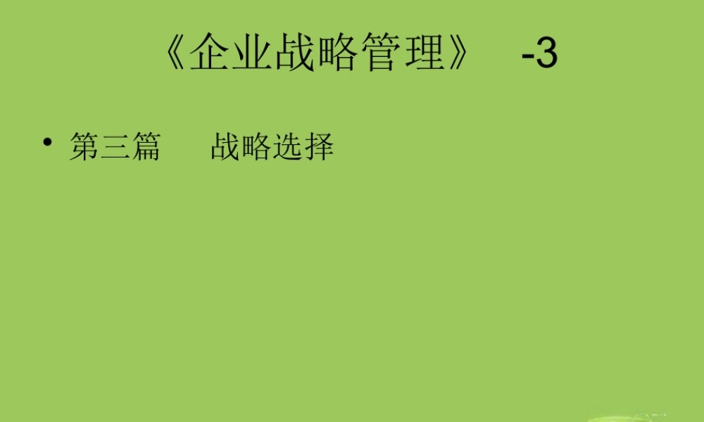 《企业战略管理》3-战略选择
