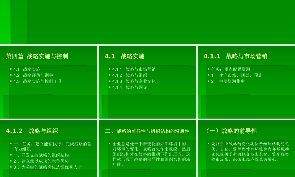 《企业战略管理》4-战略实施与控制