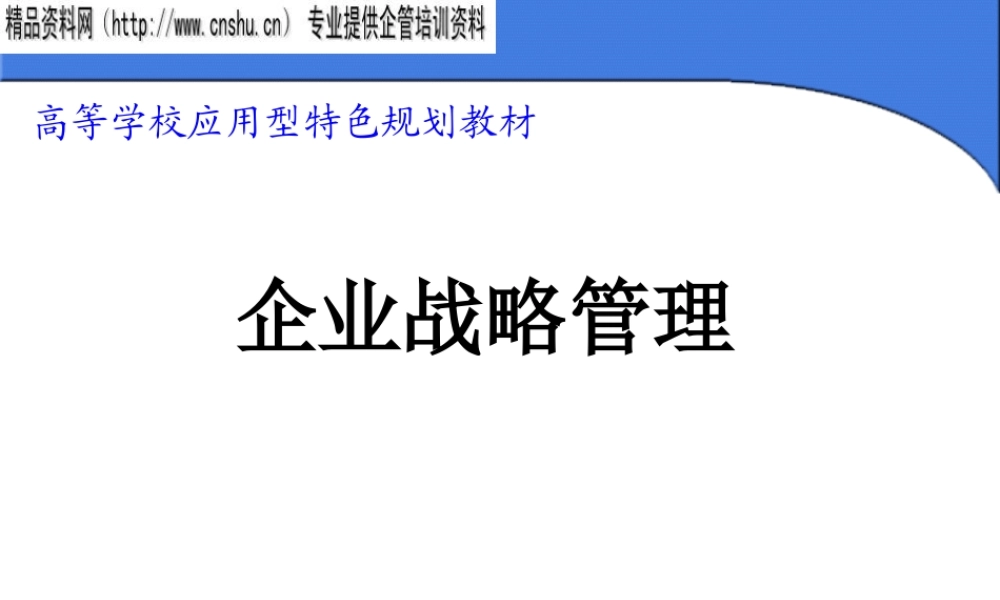 《企业战略管理》第十三章：企业战略与组织结构