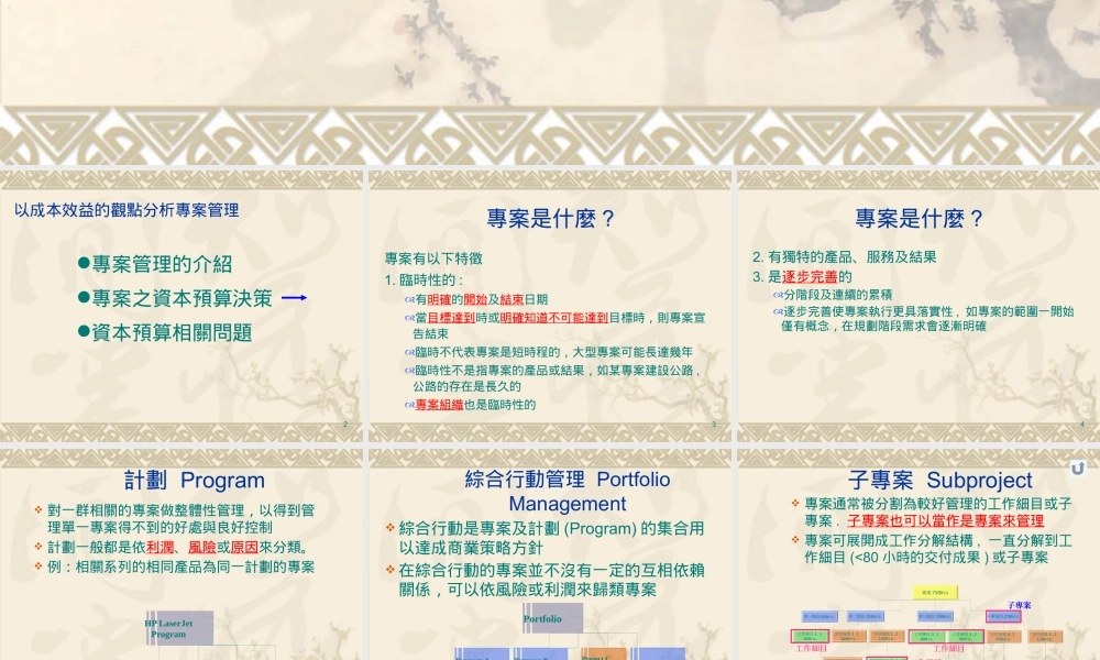 专案管理的成本效益分析
