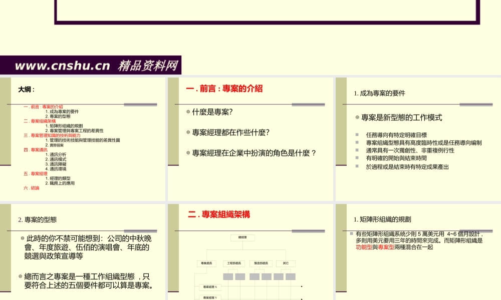 专案管理的核心分析组织及发展