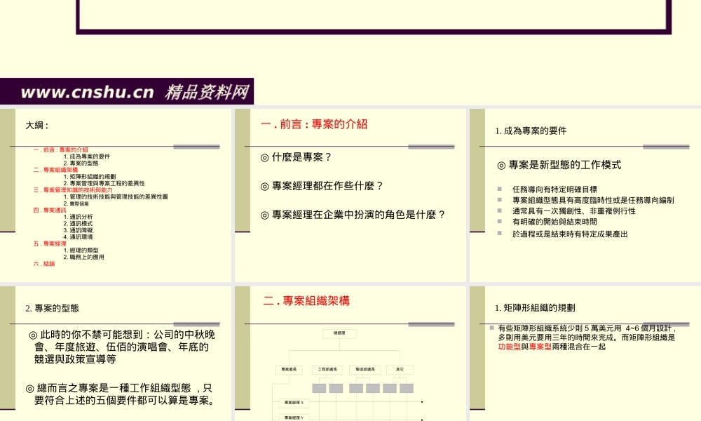 专案管理的核心组织及发展