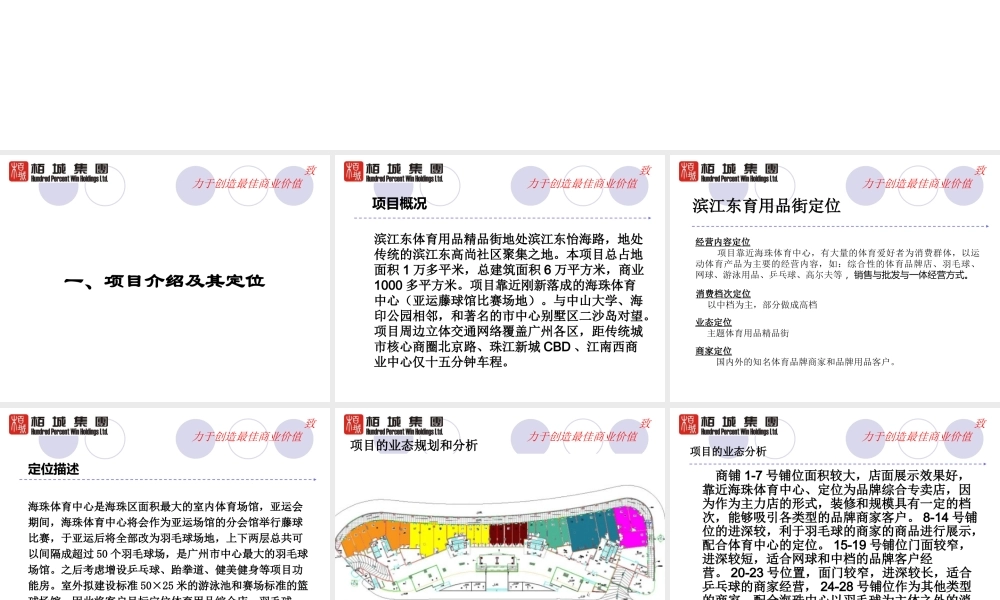 XXXX年广州滨江东体育用品街招商执行方案