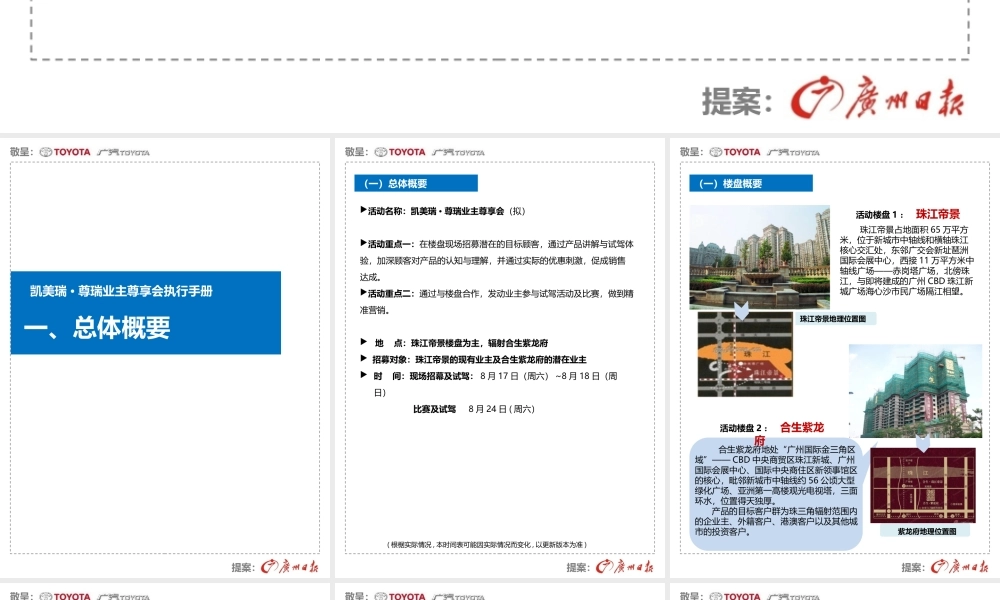 XXXX年广州日报《凯美瑞·尊瑞业主尊享会执行手册》070