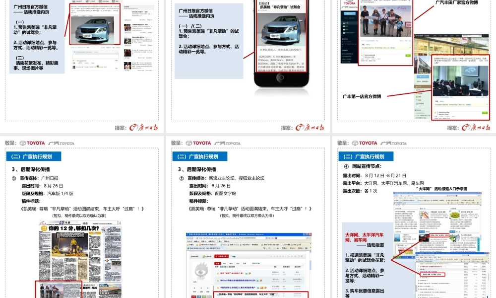 XXXX年广州日报《凯美瑞·尊瑞业主尊享会执行手册》070