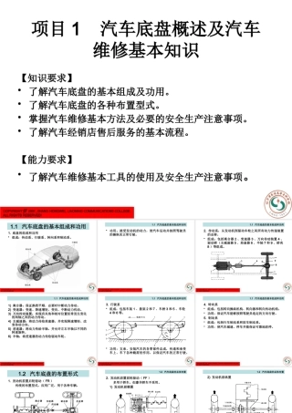 《汽车底盘电控系统检修》项目1汽车底盘概述及汽车维