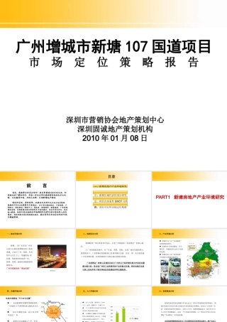 XXXX年广州增城市新塘107国道项目市场定位策略报告
