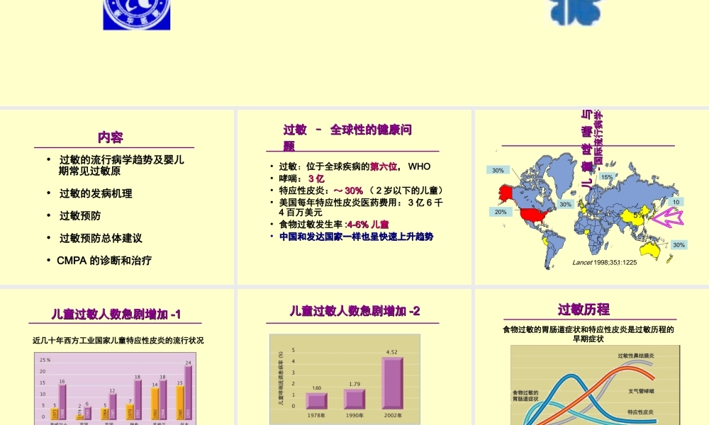 专家讲稿：婴幼儿食物过敏及牛奶蛋白过敏的预防和诊治(雀巢)(PPT70页)